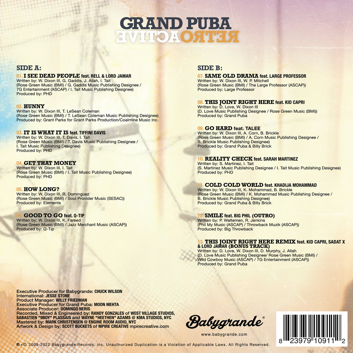 Grand Puba - RetroActive - Baby Blue Vinyl LP – Babygrande Records